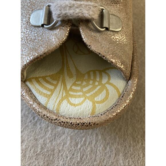 Fly London YLFA Metallic Wedge Sandals Sz 38 US 7-7.5 Rose Gold Leather Lace Up - Picture 8 of 8